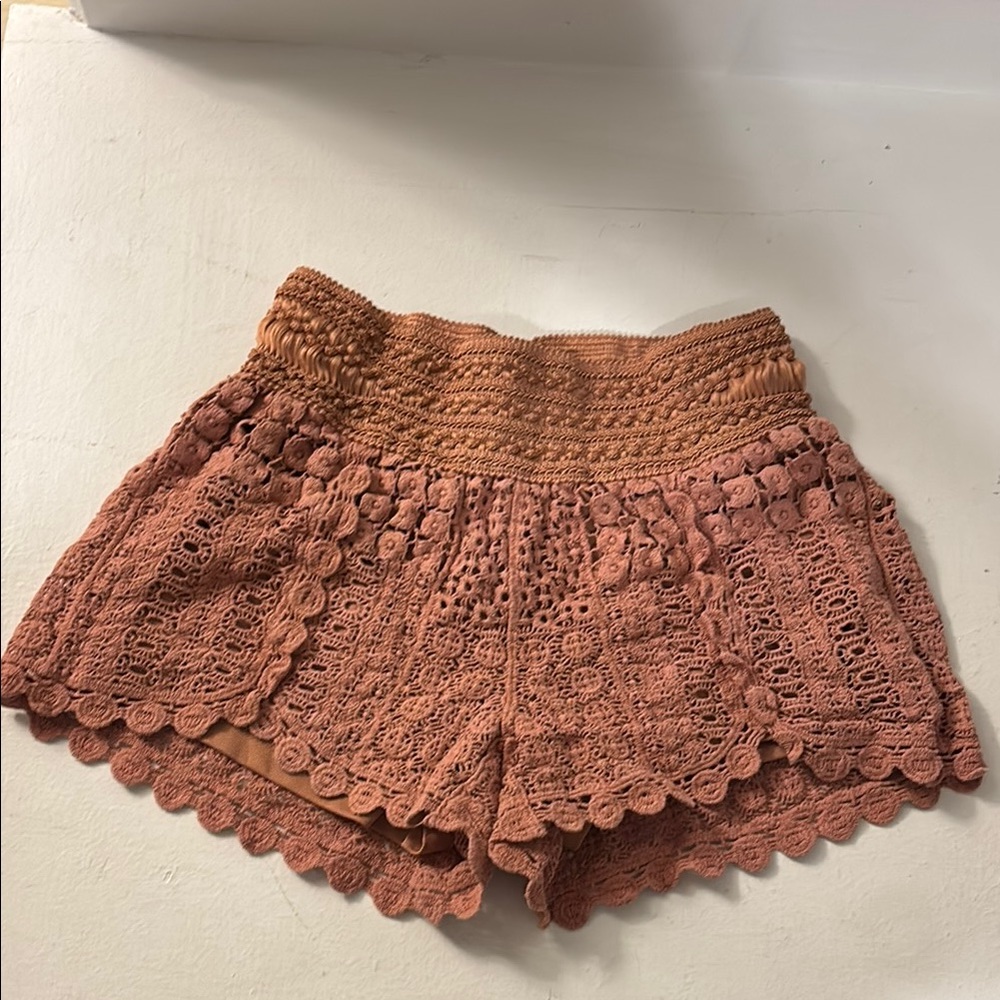 Women's Crochet Shorts - Tan